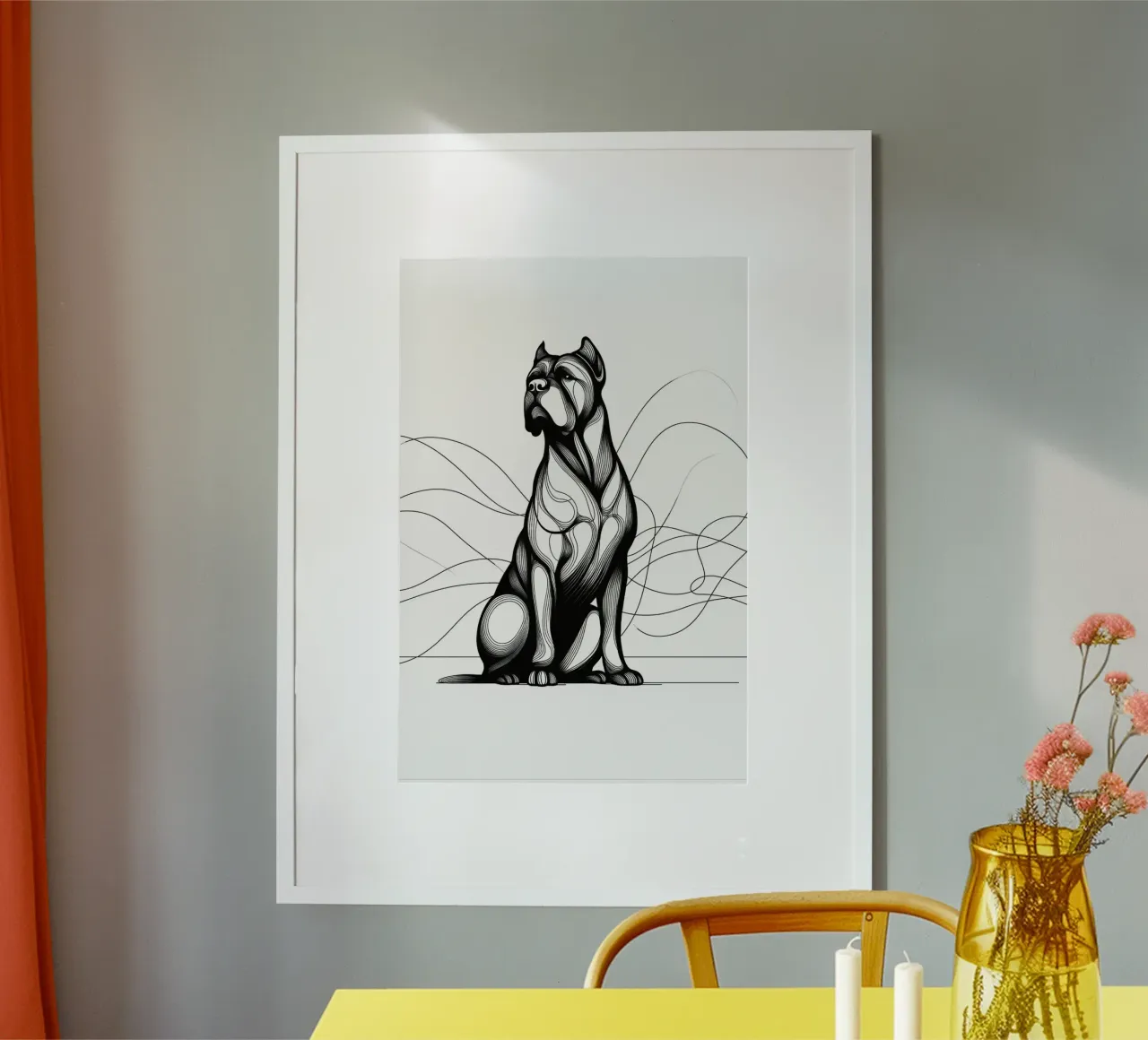 Cane Corso Dog Line Art Drawing poster da WijdevenDesign