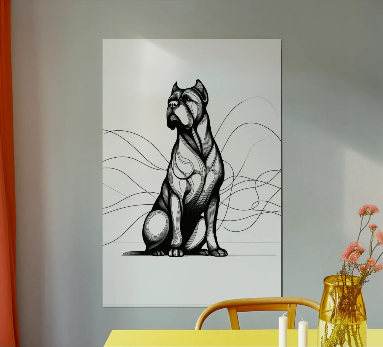 Cane Corso Dog Line Art Drawing poster da WijdevenDesign