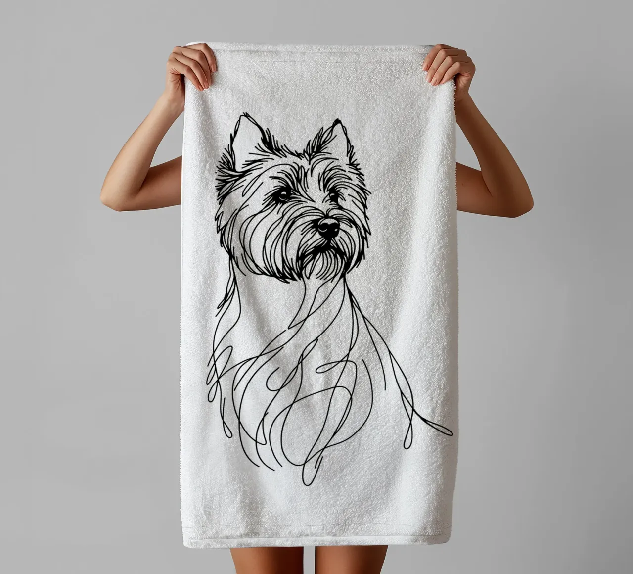 Chien Cairn terrier Dessin au trait serviette de bain de WijdevenDesign