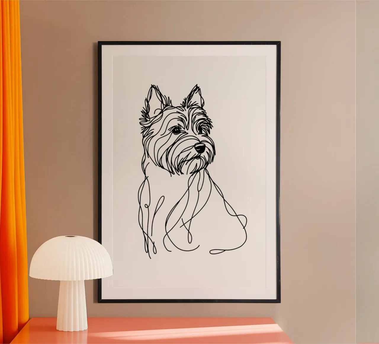 Chien Cairn Terrier Dessin au trait poster avec cadre en plastique de WijdevenDesign