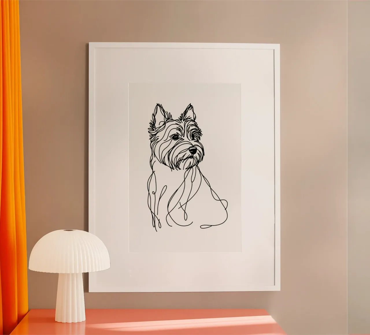 Chien Cairn Terrier Dessin au trait poster avec cadre en plastique de WijdevenDesign