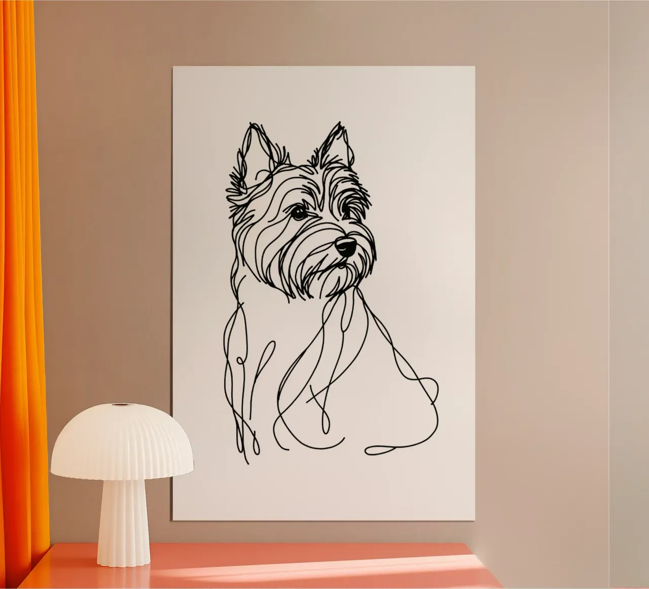 Chien Cairn Terrier Dessin au trait poster avec cadre en plastique de WijdevenDesign