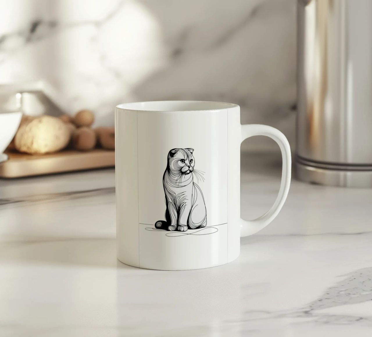 Disegno artistico del gatto Scottish Fold tazza in ceramica da WijdevenDesign