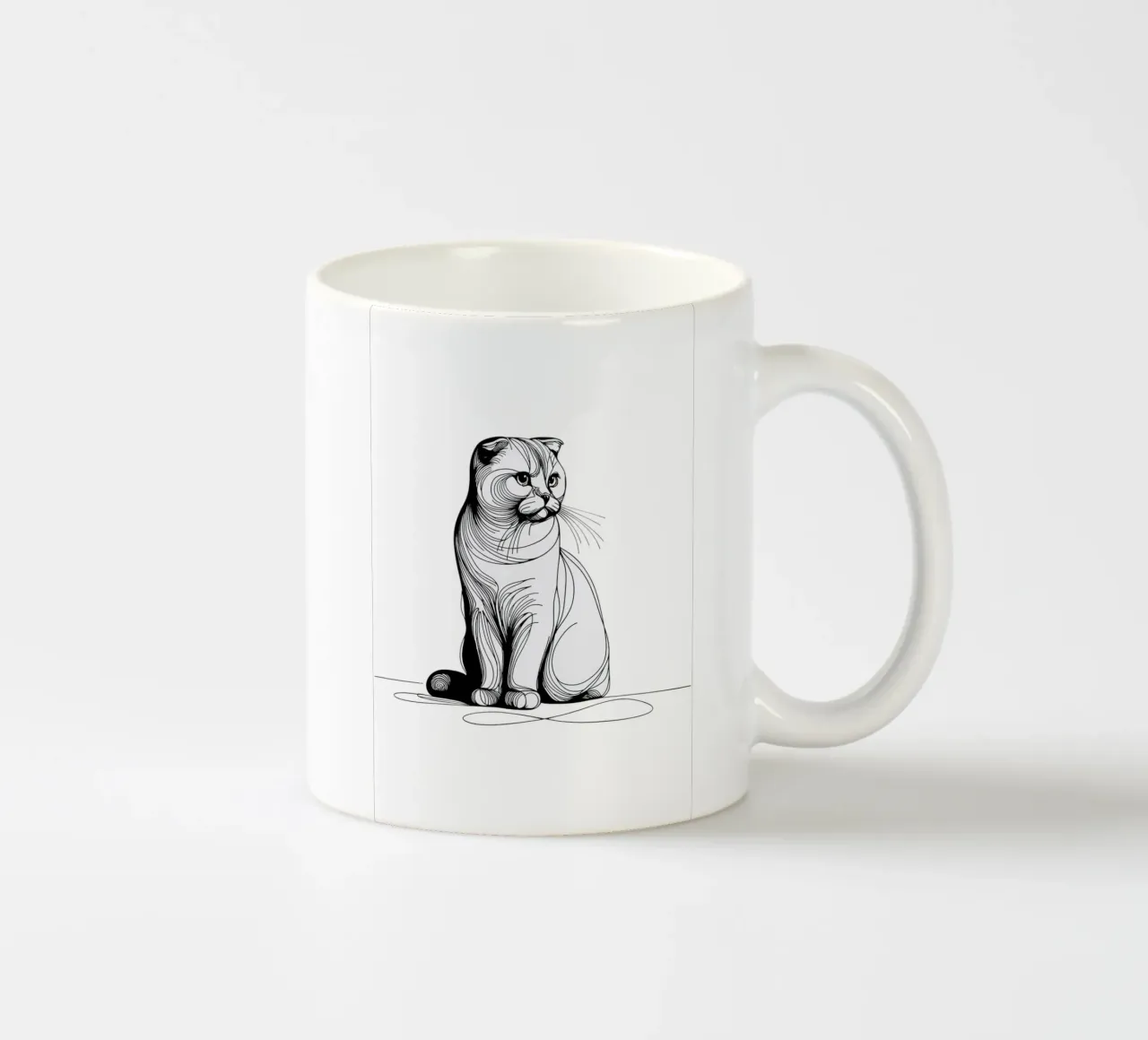 Scottish Fold Cat Lijntekening keramische mok van WijdevenDesign