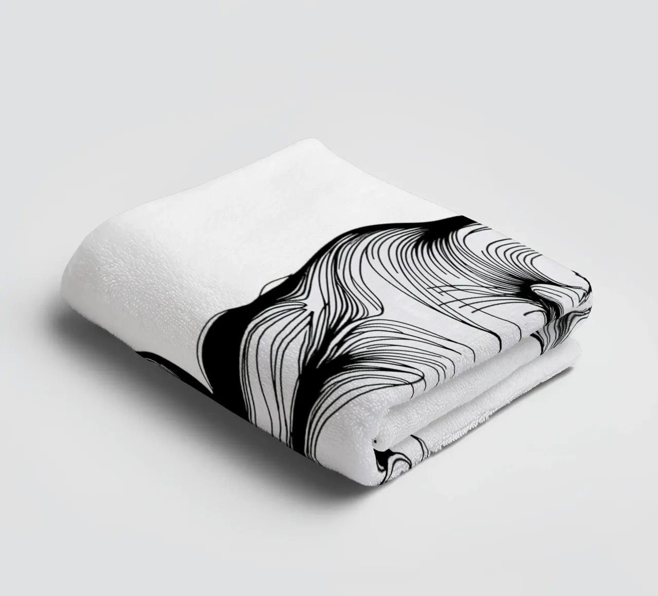 Scottish Fold Cat Line Art Drawing towel by WijdevenDesign