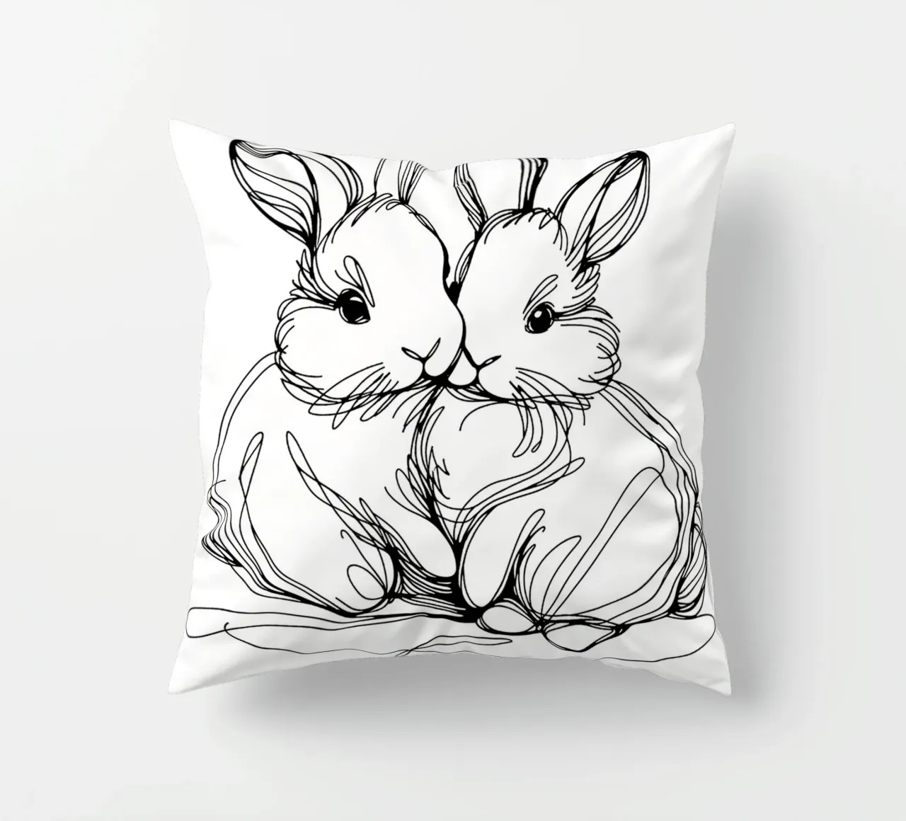 Disegno artistico di due coniglietti cuscino da WijdevenDesign