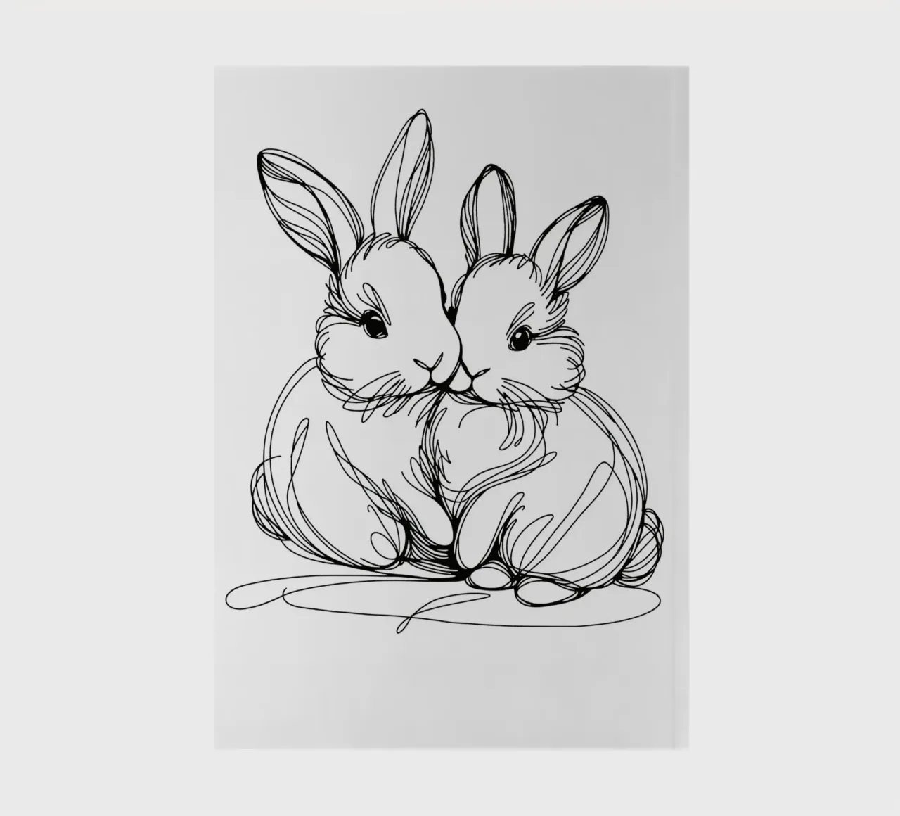 Deux lapins Dessin au trait carnet de notes de WijdevenDesign