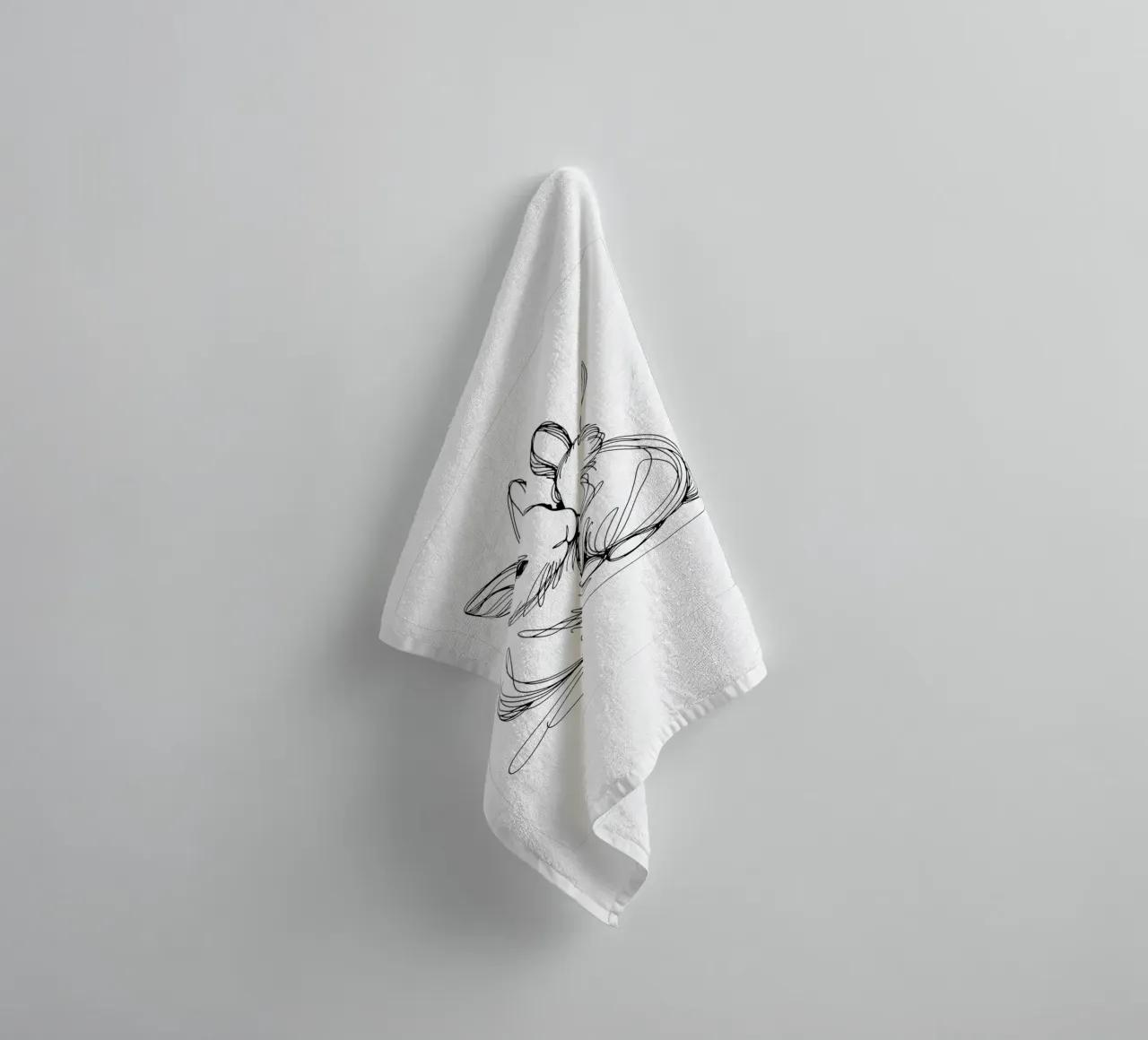 Deux lapins Dessin au trait serviette de bain de WijdevenDesign