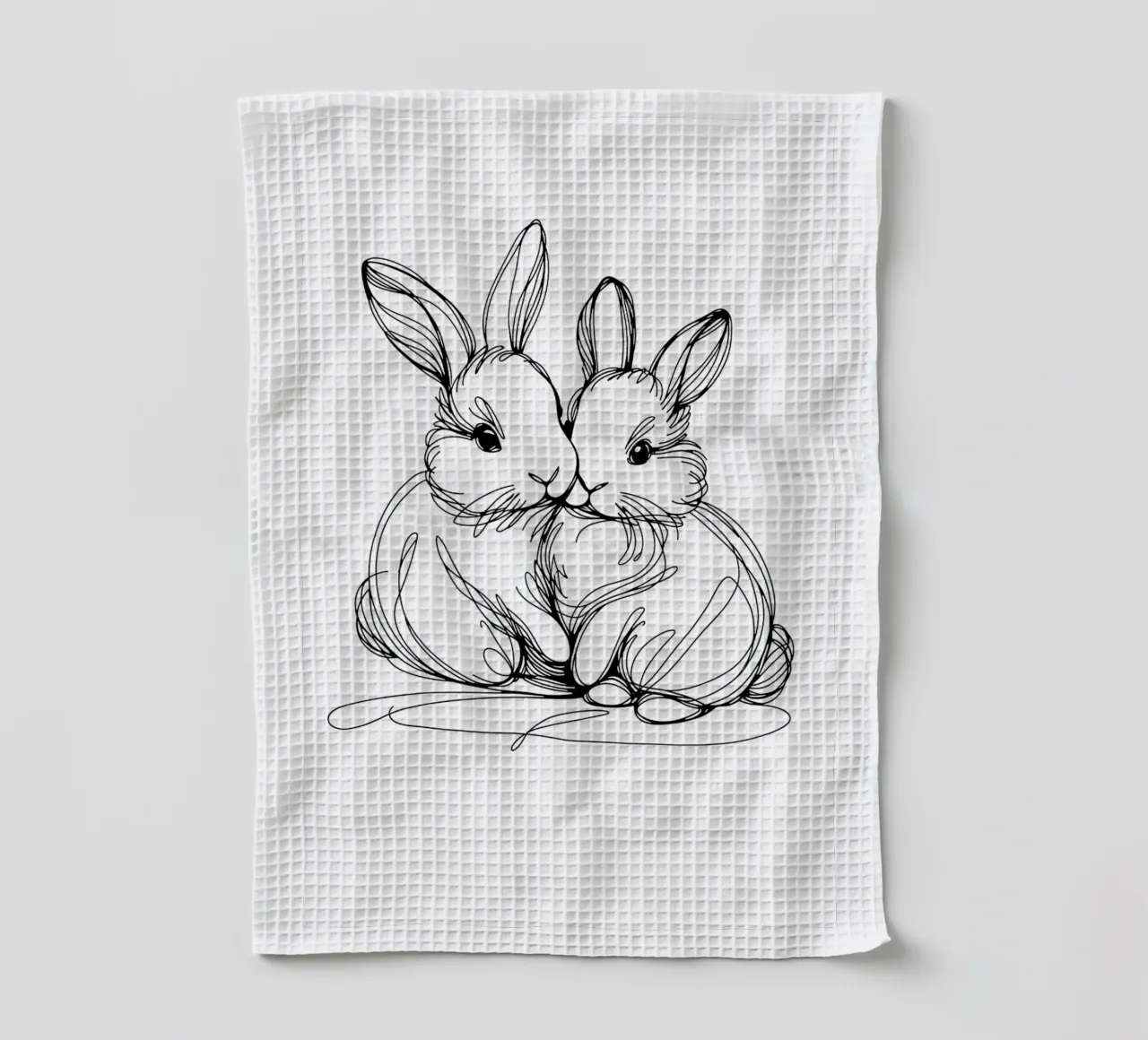 Deux lapins Dessin au trait torchon de WijdevenDesign
