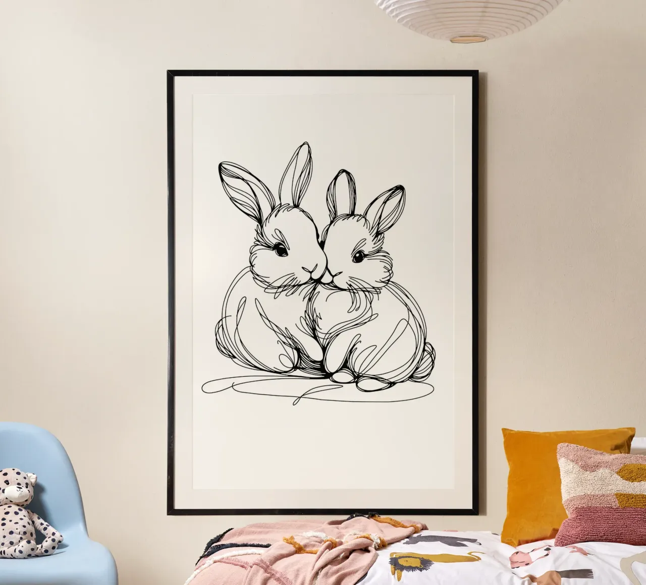 Disegno artistico di due coniglietti carta hahnemühle da WijdevenDesign