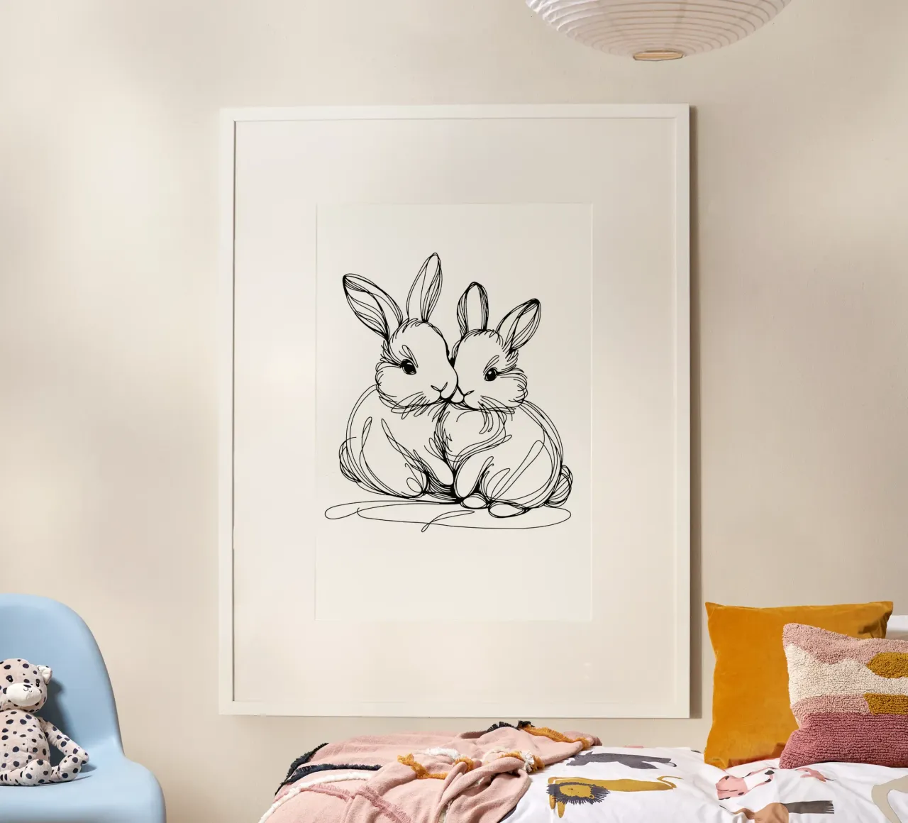 Disegno artistico di due coniglietti carta hahnemühle da WijdevenDesign