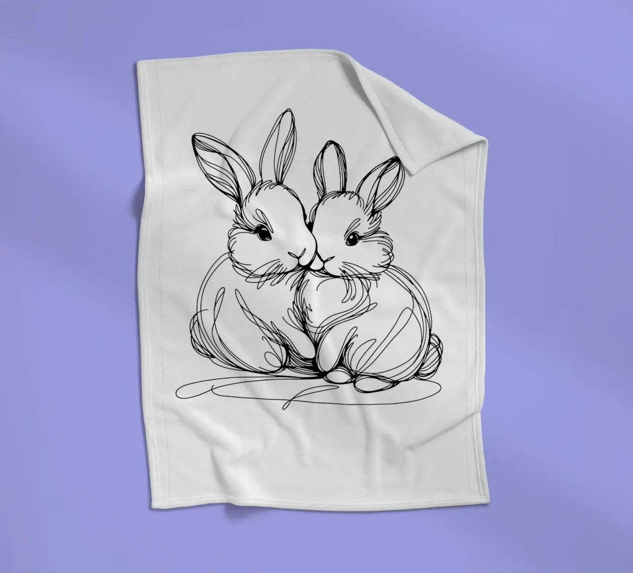 Disegno artistico di due coniglietti coperta in pile da WijdevenDesign