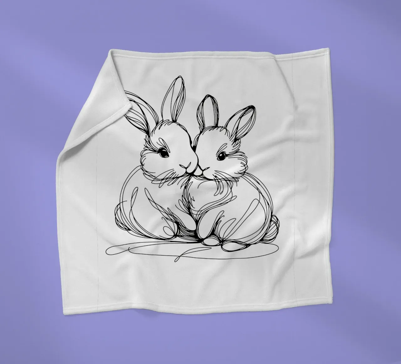 Disegno artistico di due coniglietti coperta in pile da WijdevenDesign