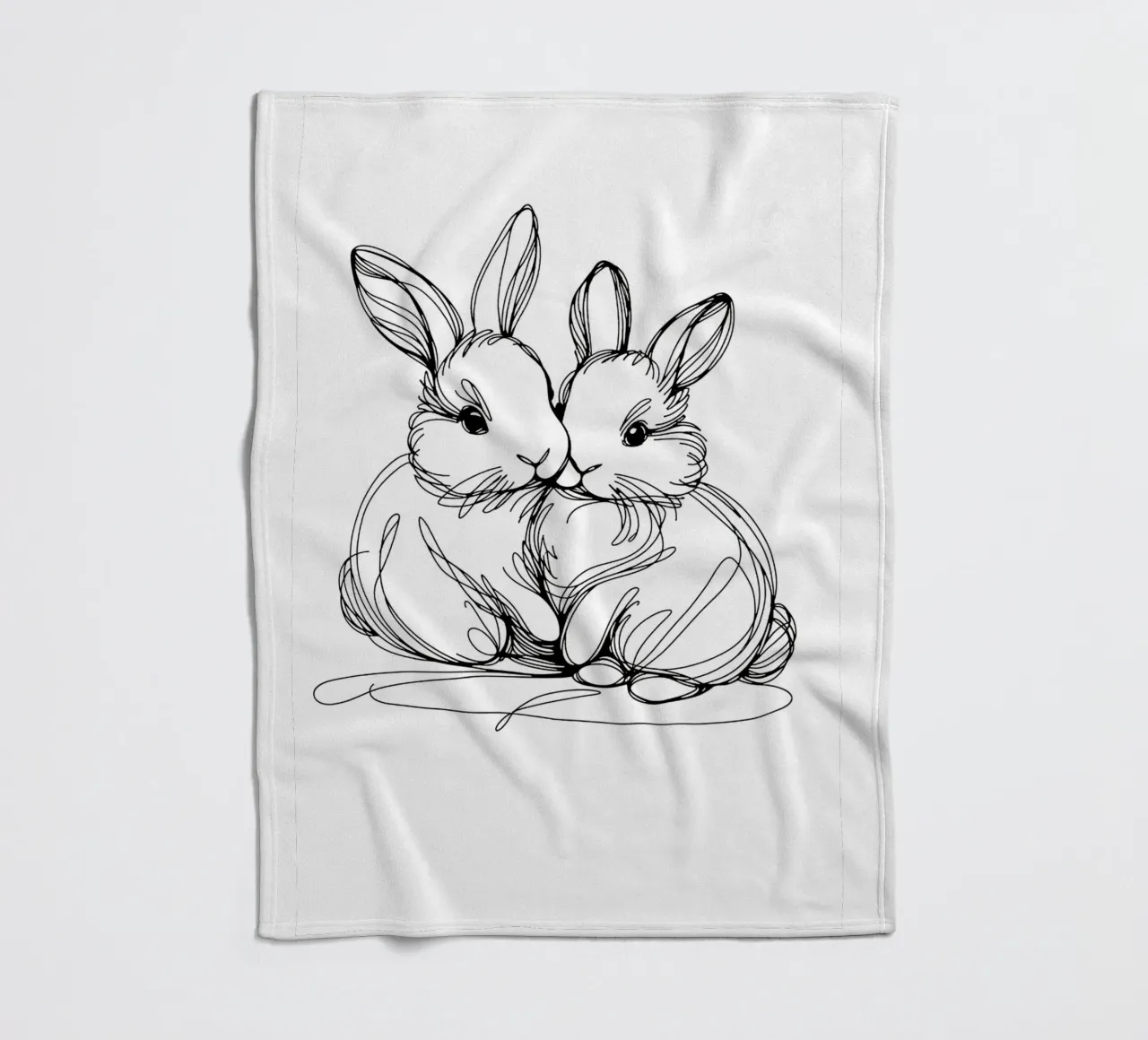 Disegno artistico di due coniglietti coperta in pile da WijdevenDesign