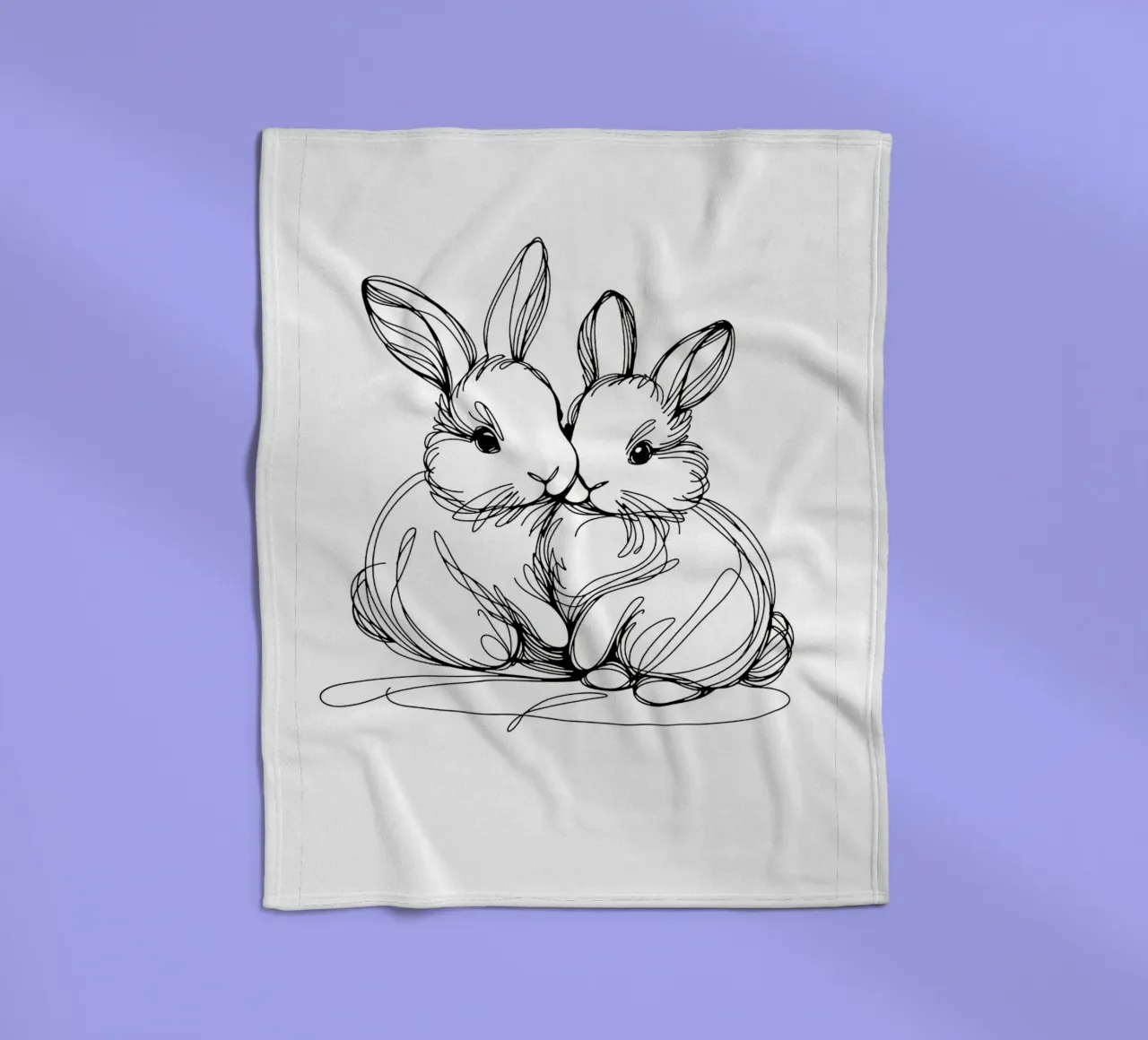 Disegno artistico di due coniglietti coperta in pile da WijdevenDesign