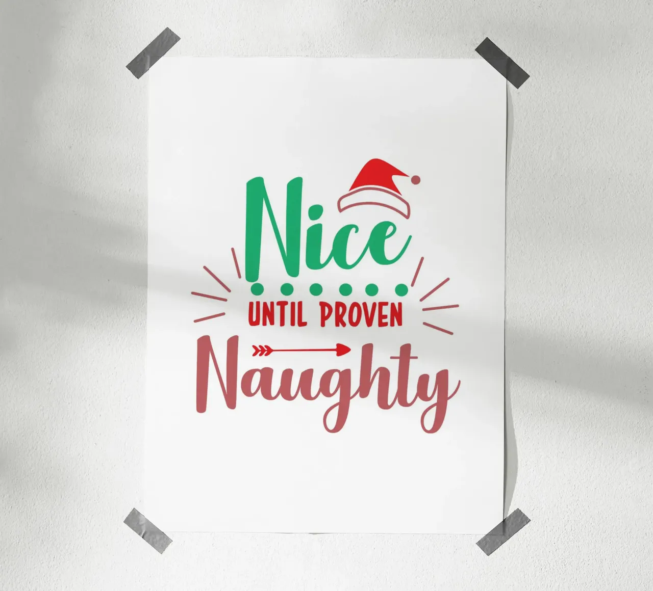 Naughty Or Nice poster con telaio in legno da Dreamer10
