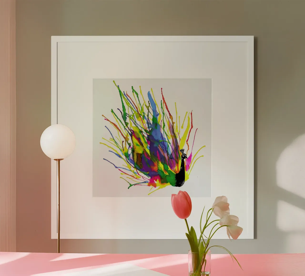 Colorful Peacock poster con telaio in alluminio da Tobe Fonseca