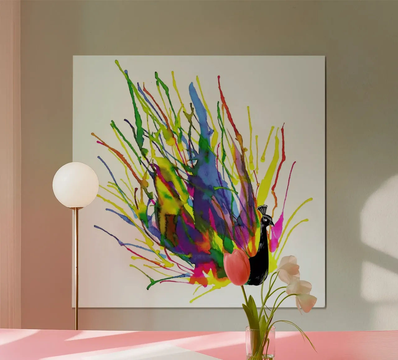 Colorful Peacock poster con telaio in alluminio da Tobe Fonseca