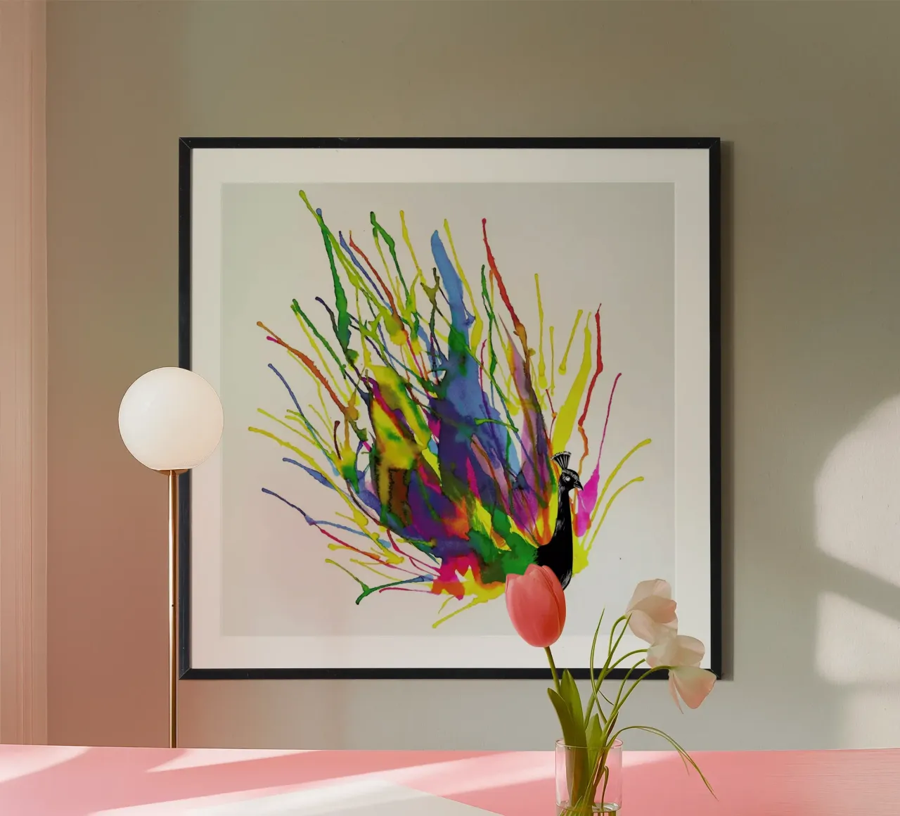 Colorful Peacock poster con telaio in alluminio da Tobe Fonseca
