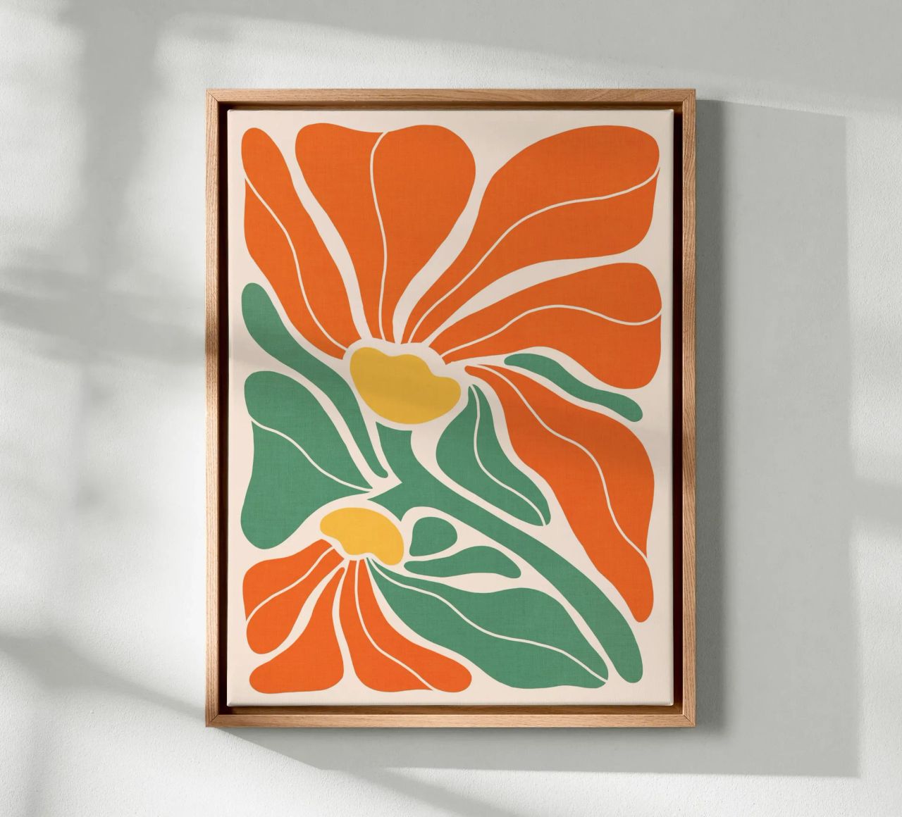 Modern Boho Art Nouveau Floral 3/3 - Orange & Green Leinwand von Dominique Vari