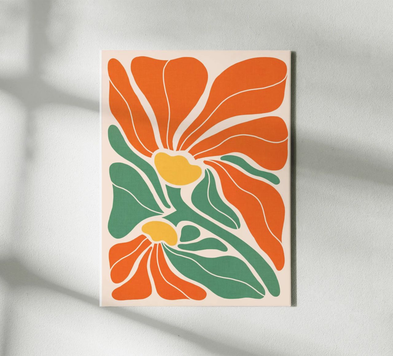 Modern Boho Art Nouveau Floral 3/3 - Orange & Green Leinwand von Dominique Vari