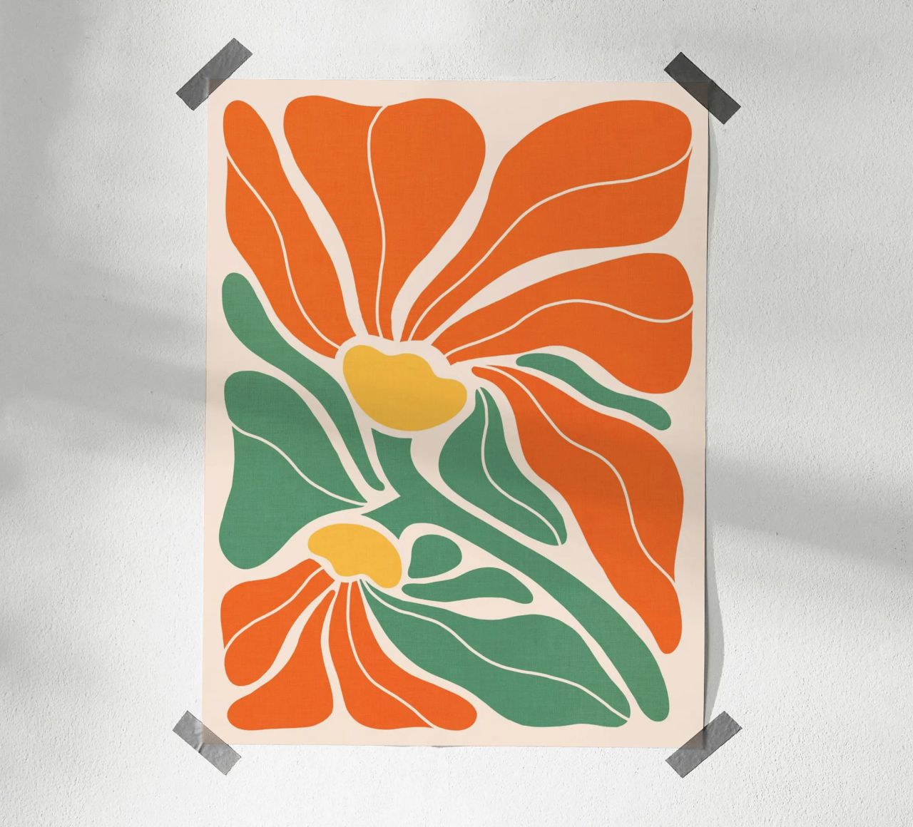 Modern Boho Art Nouveau Floral 3/3 - Orange & Green poster by Dominique Vari
