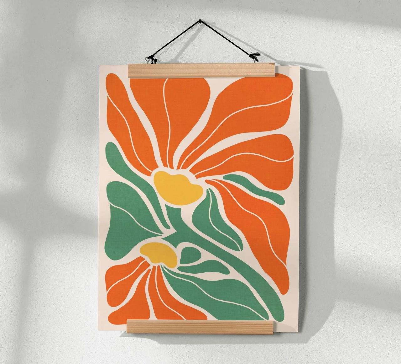 Modern Boho Art Nouveau Floral 3/3 - Orange & Green poster by Dominique Vari
