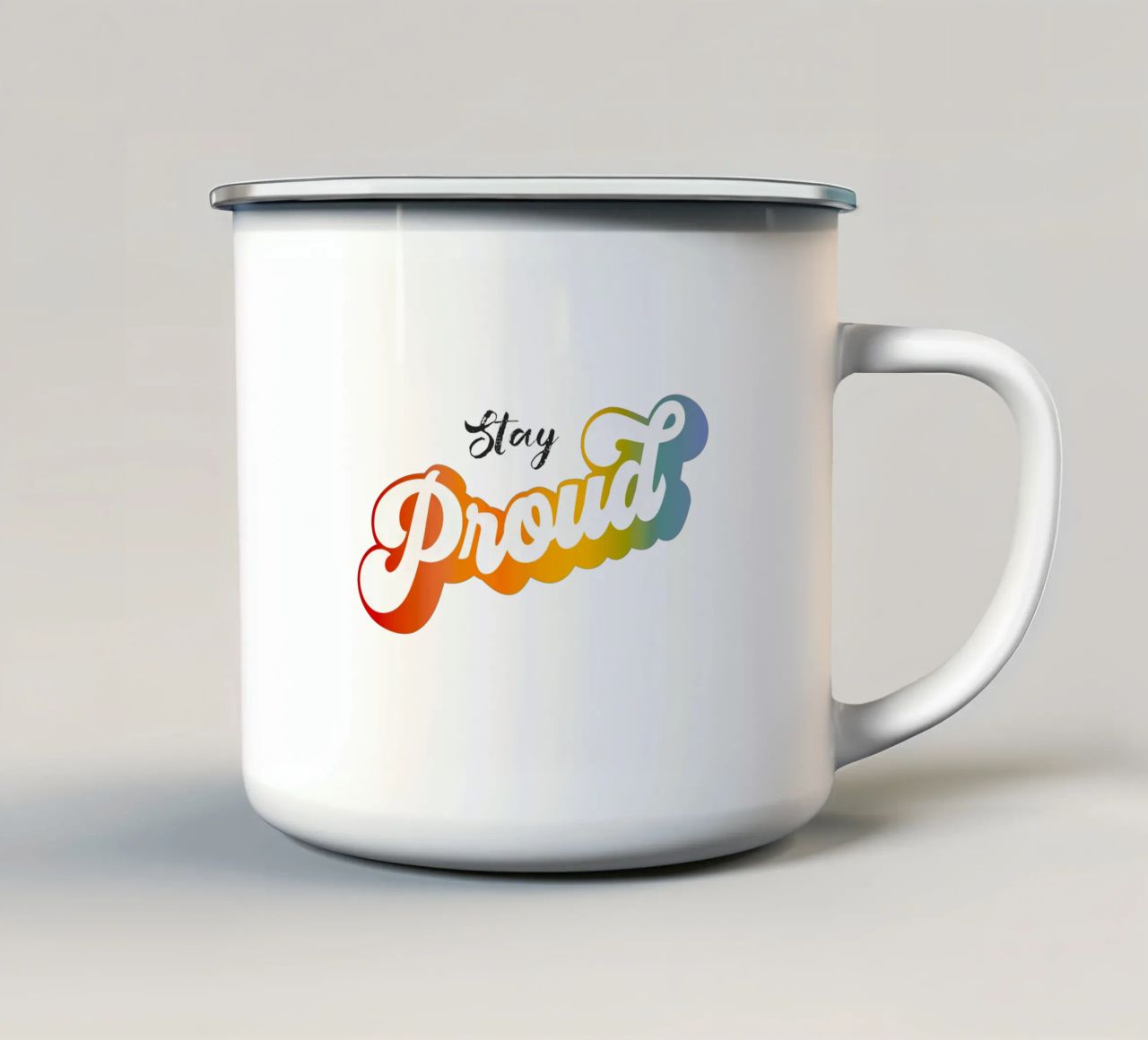 PRIDE - Rimanete orgogliosi con i colori dell'arcobaleno tazza in smalto da Dominique Vari Words