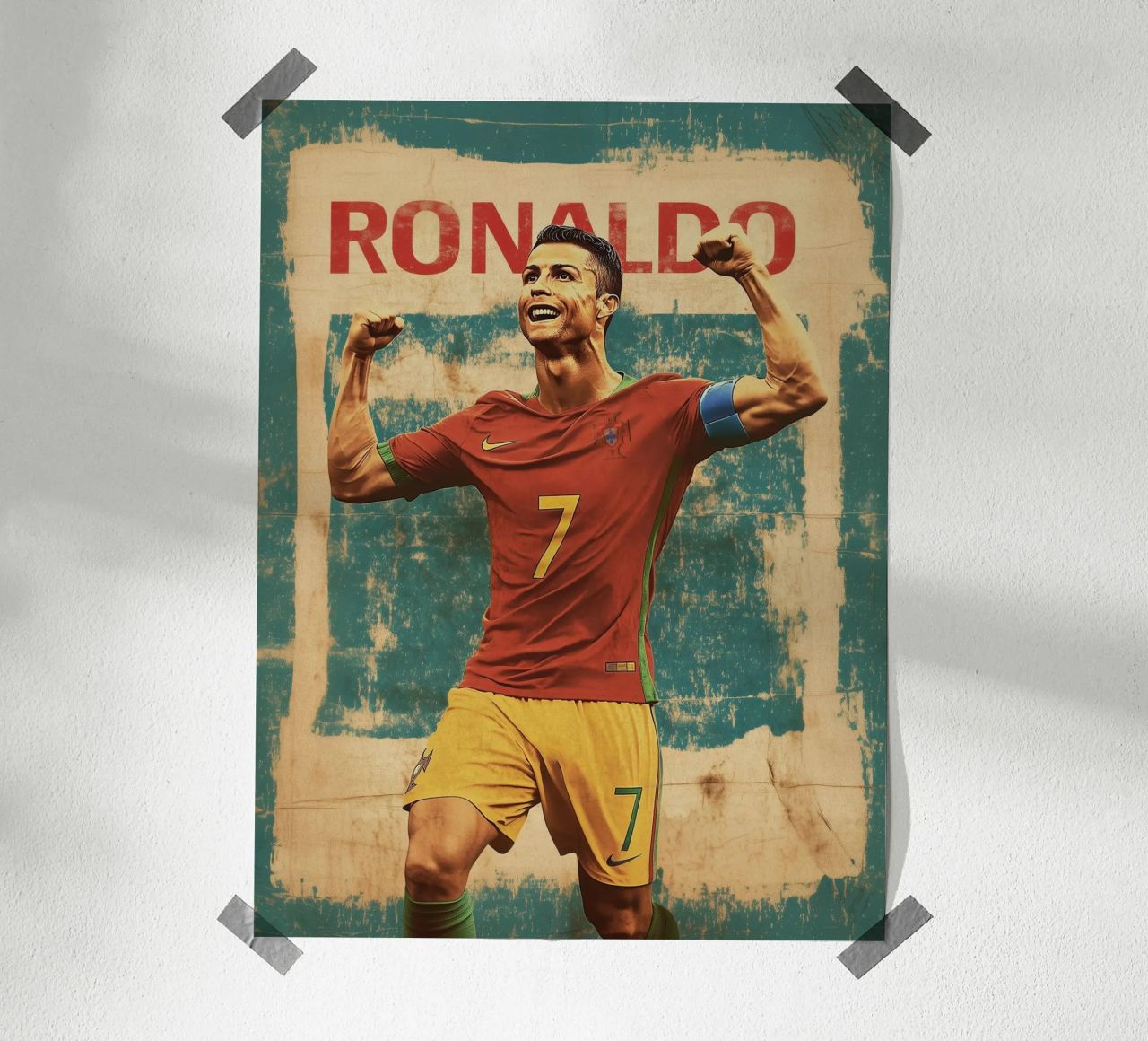 Vintage Christiano Ronaldo kampioen poster van Carinaprint