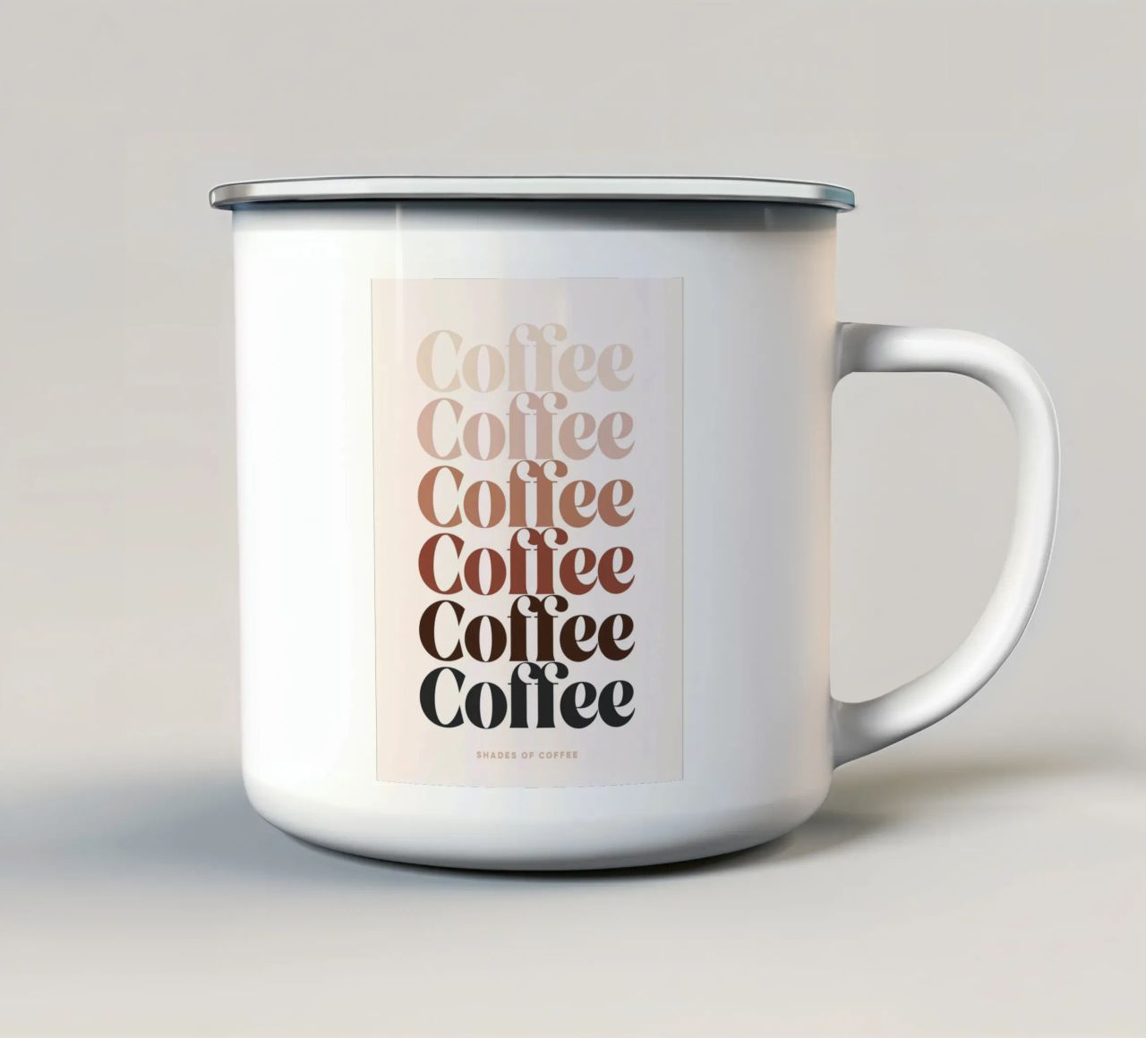 Tutte le sfumature del caffè - Ripetizione tipografica retrò tazza in smalto da Dominique Vari Words
