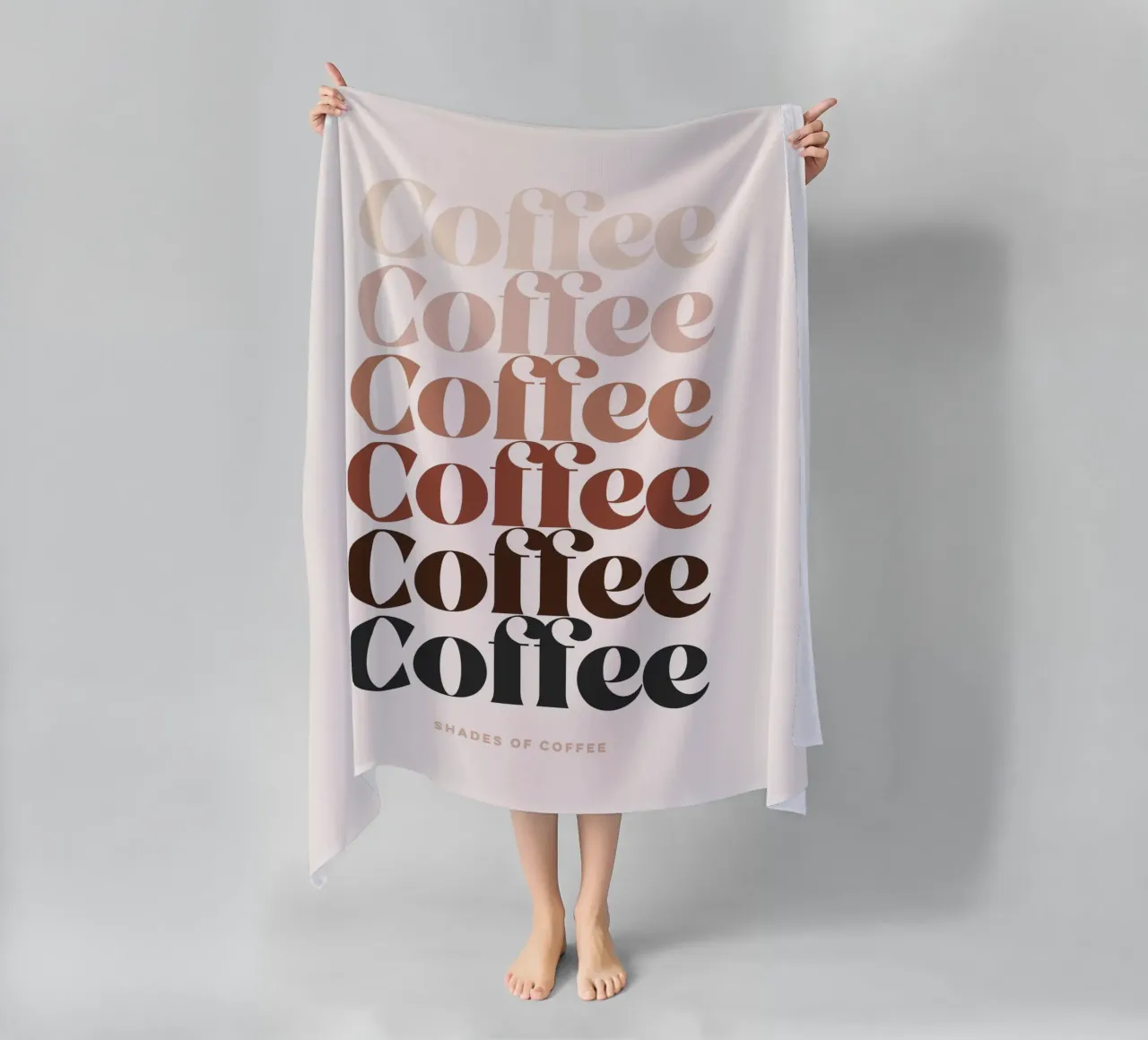 All Shades of Coffee • Retro Typographic Repeat beach towel by Dominique Vari Words
