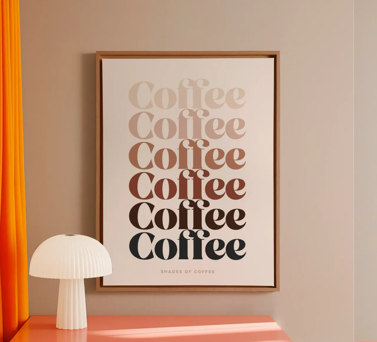 Tutte le sfumature del caffè - Ripetizione tipografica retrò tela con Cornice a cassetta da Dominique Vari Words