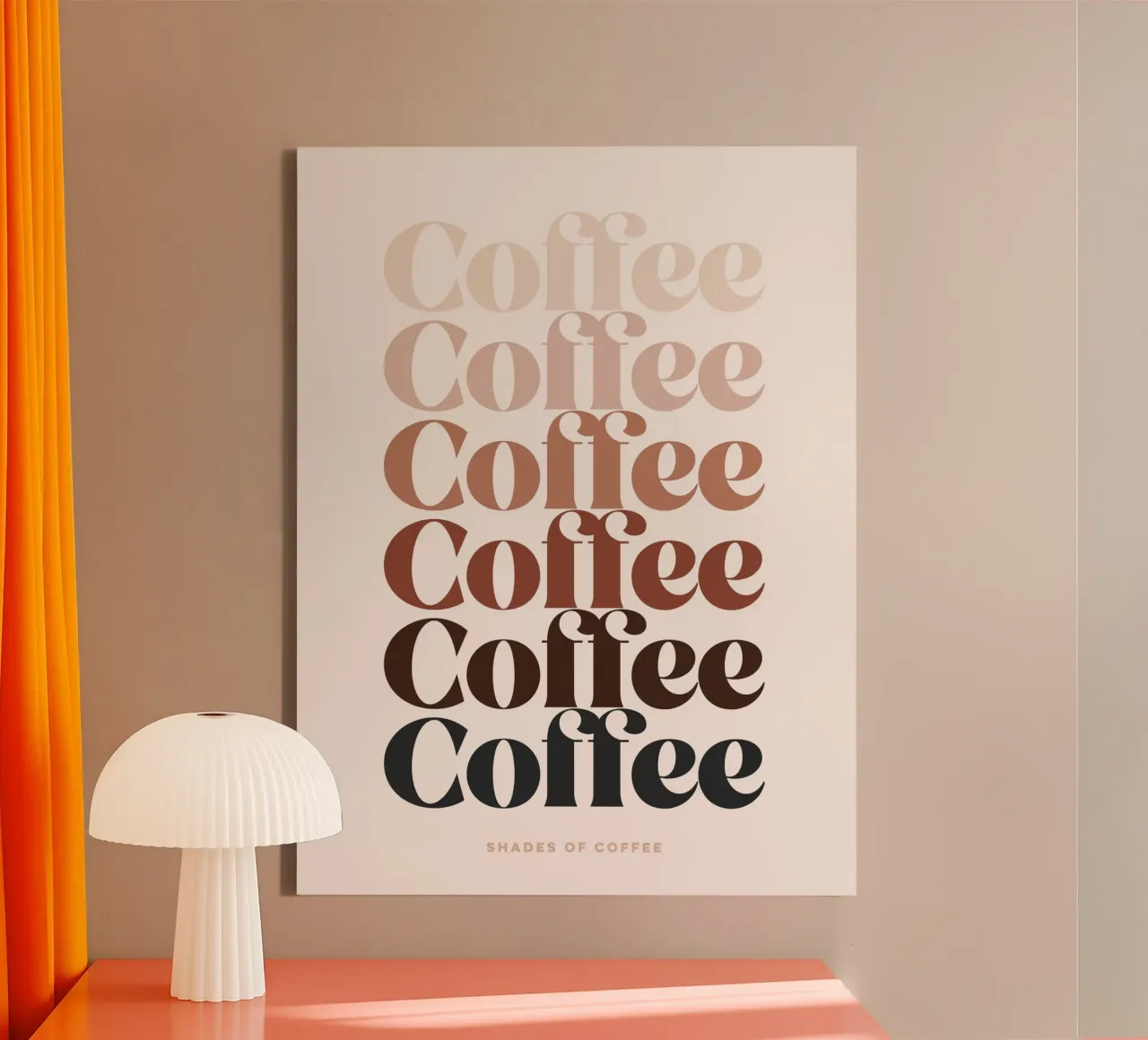 Tutte le sfumature del caffè - Ripetizione tipografica retrò tela con Cornice a cassetta da Dominique Vari Words