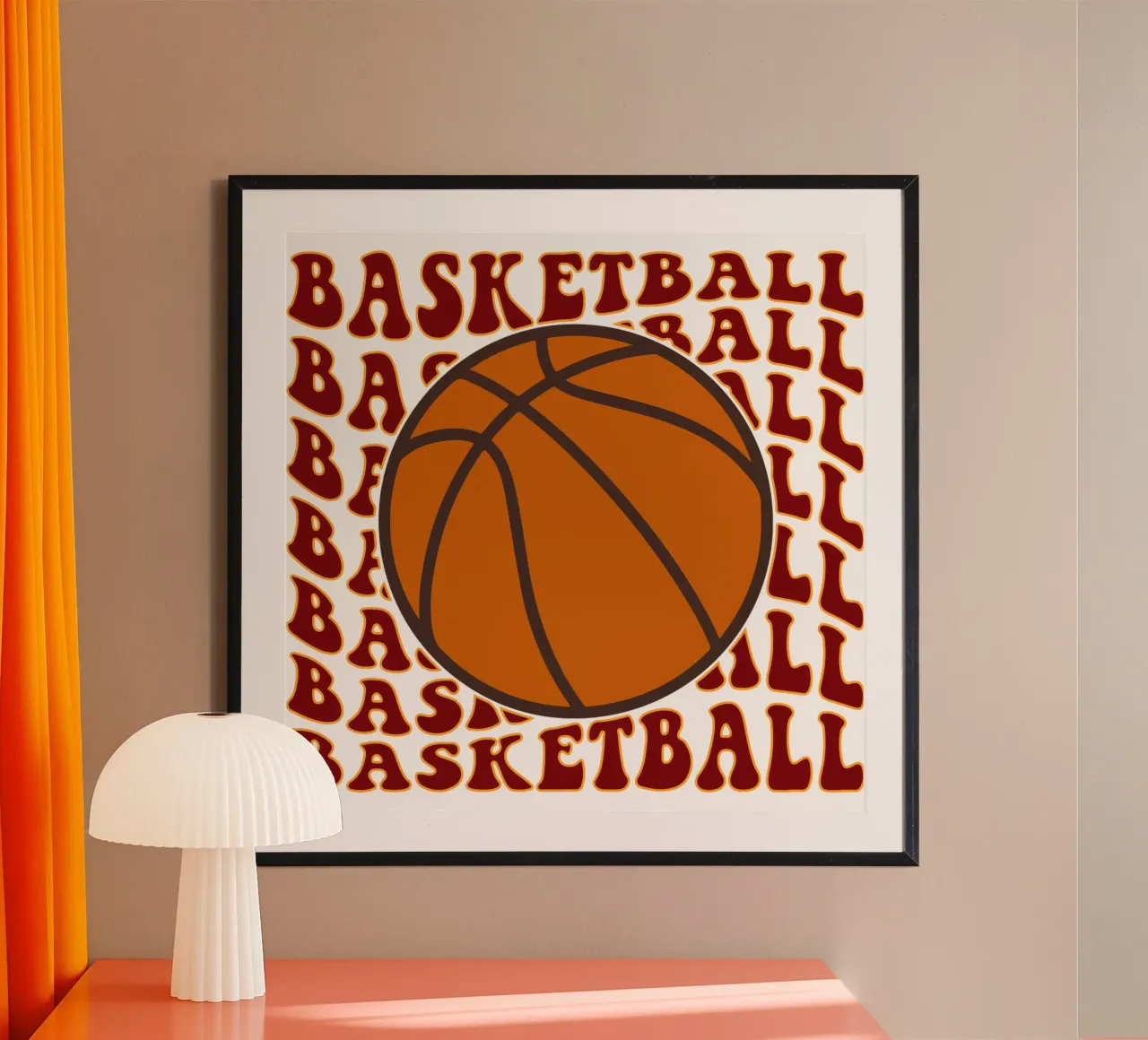 basket art design poster con telaio in legno da ririedis