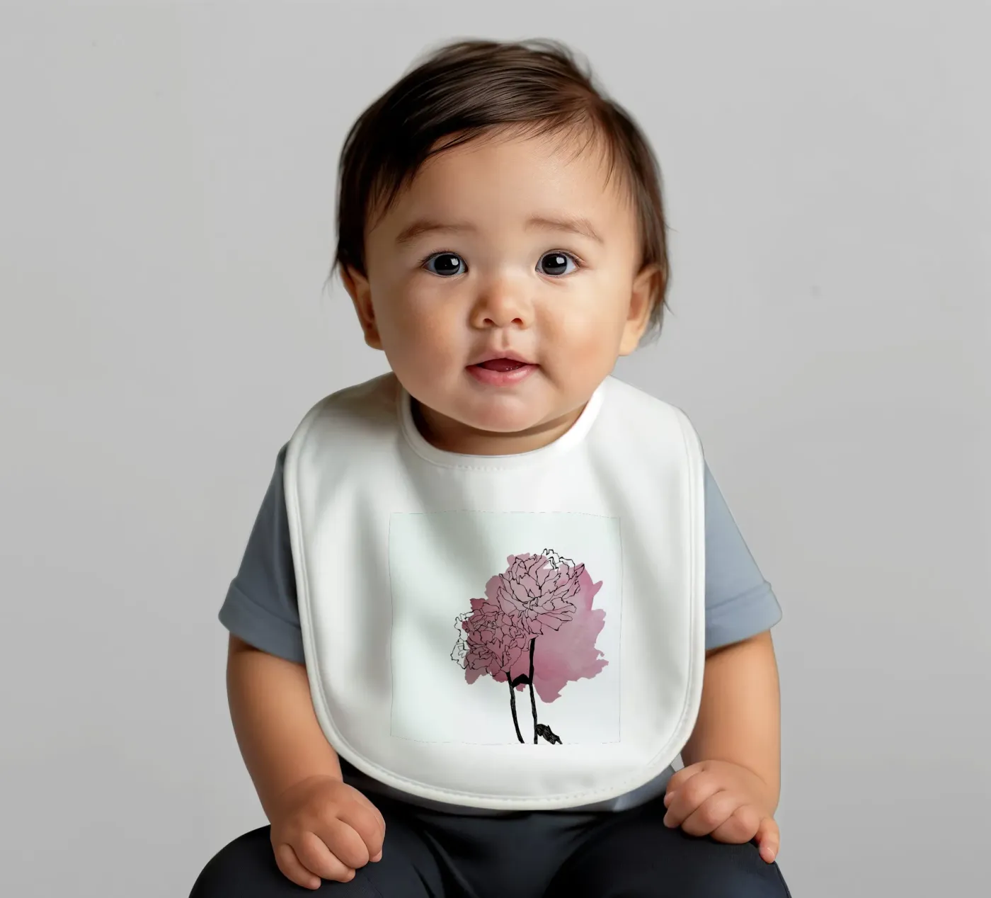 Peonies baby bib by Morgan Kendall