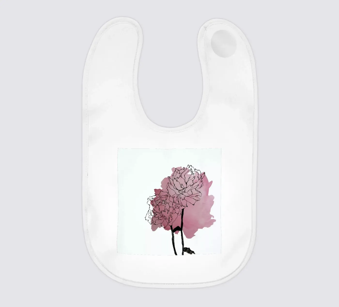 Peonies baby bib by Morgan Kendall