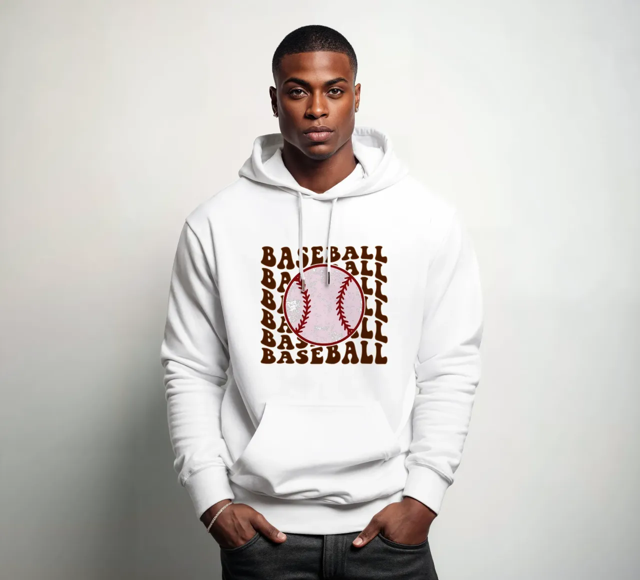 baseball art design felpa con cappuccio da ririedis