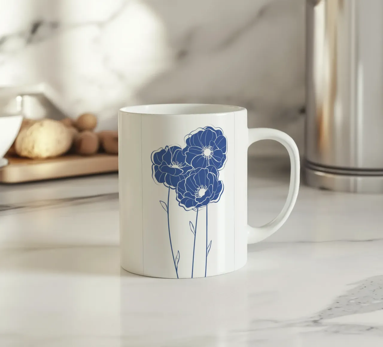 Fiori di papavero blu tazza in ceramica da Martina