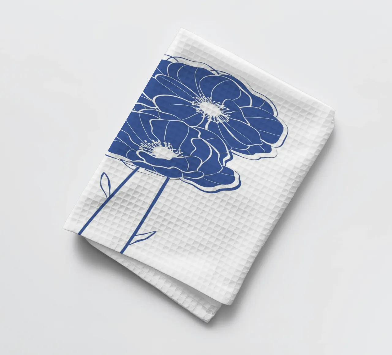 Blauer Mohn Blumen Geschirrtuch von Martina