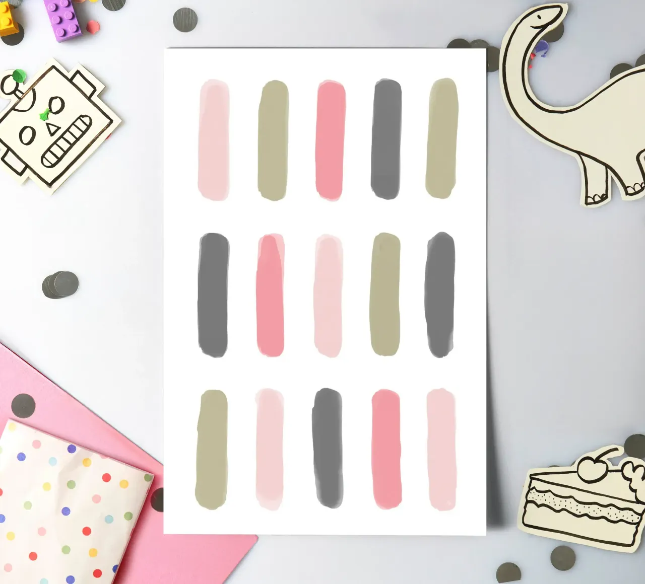 Funky pastel painting lines sticker sheet by Martina
