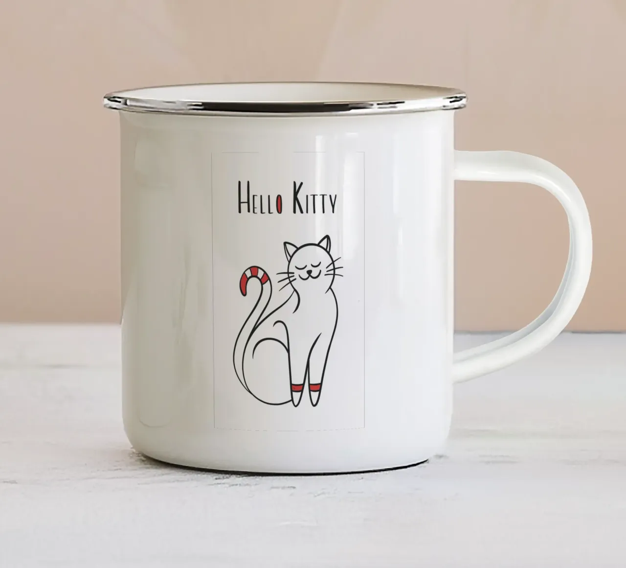 Gatto carino di Hello Kitty tazza in smalto da Martina
