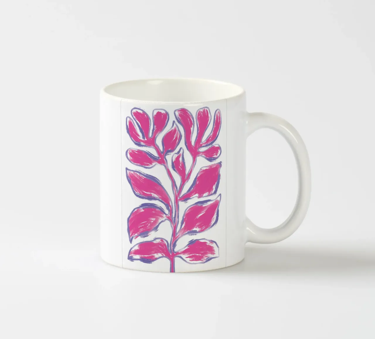 Grande pianta rosa astratta e audace tazza in ceramica da Martina