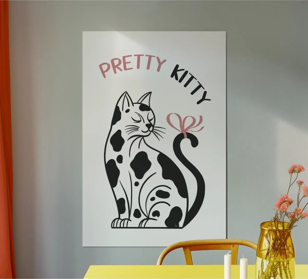 Pretty Kitty Cat poster with wooden frame by Martina