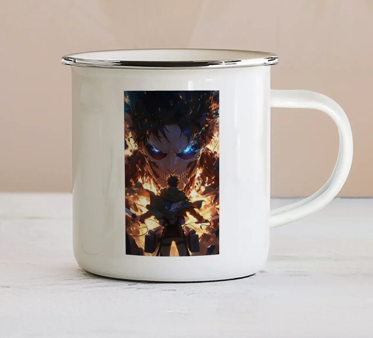 eren attack on titan taza de esmalte de CreativeStudio