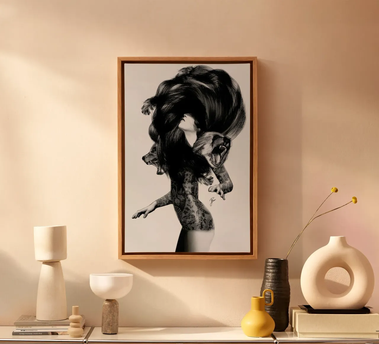 Bear 3 canvas with Floater frame by Jenny Liz Rome