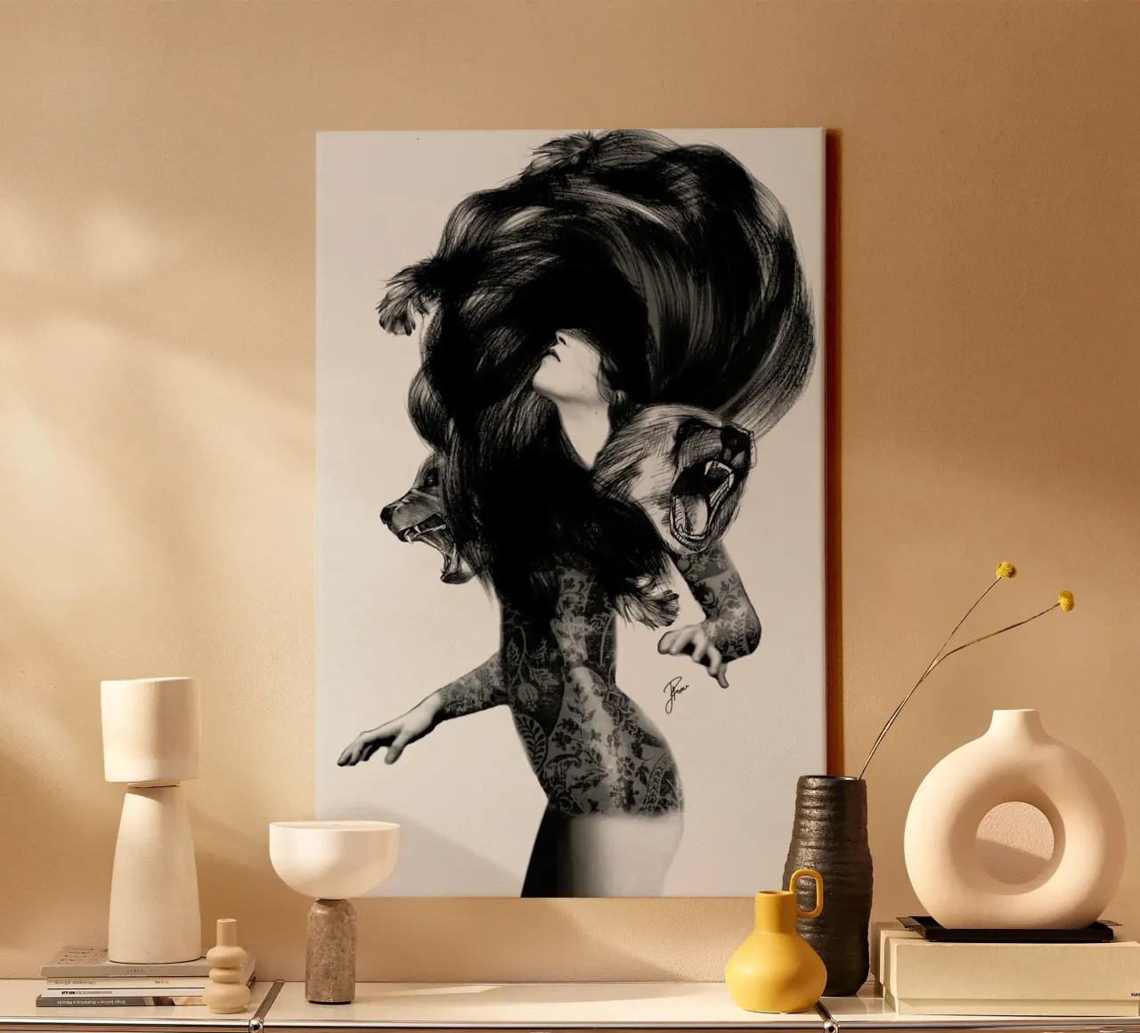 Bear 3 canvas with Floater frame by Jenny Liz Rome