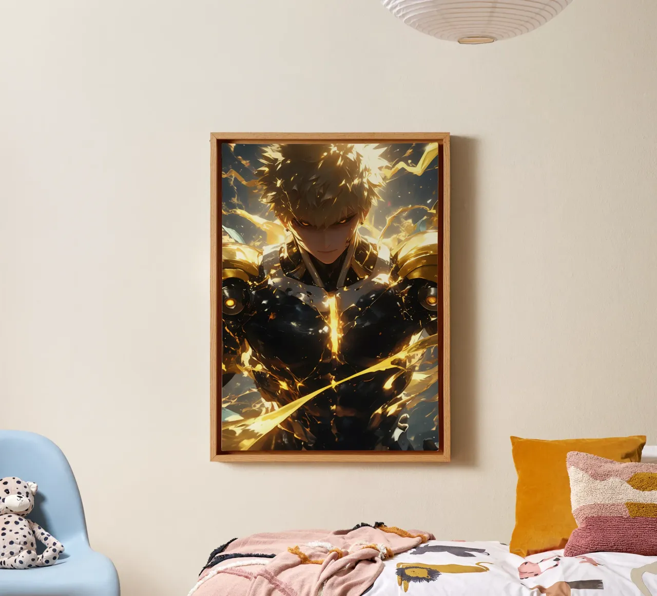 Genos One Punch Man lienzo con Marco flotante de CreativeStudio
