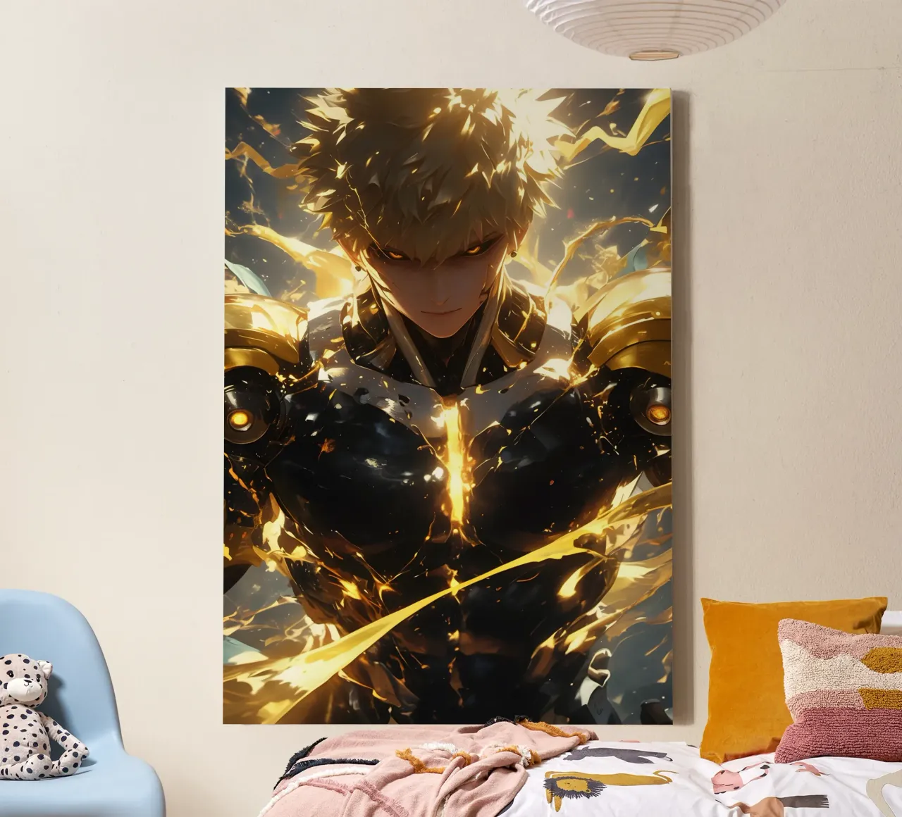 Genos One Punch Man lienzo con Marco flotante de CreativeStudio