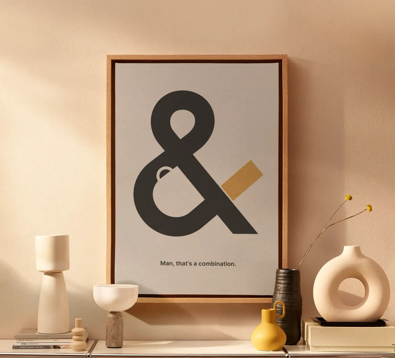 Coffee & Cigarettes Beige tela con Cornice a cassetta da nabakumov