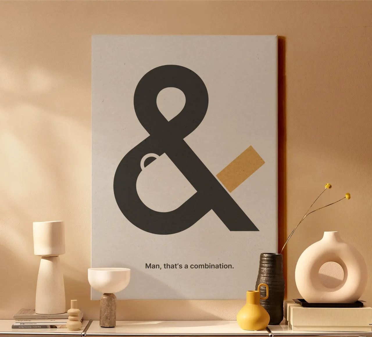 Coffee & Cigarettes Beige tela con Cornice a cassetta da nabakumov